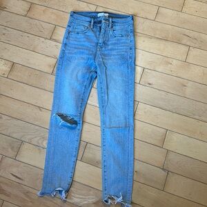 Loft, distressed, cropped denim jeans